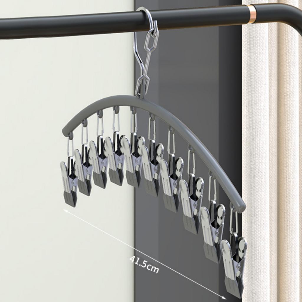 Windproof Stainless Steel Drying Rack with Clips Multi-Functional for Socks and Underwear