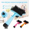 1-Pack Pet Hair Remover Brush for Cats - Ergonomic Handle, One-Click Detangling & Gentle Massage Comb, Blue & Pink Bristles, Easy Hair Removal Tool