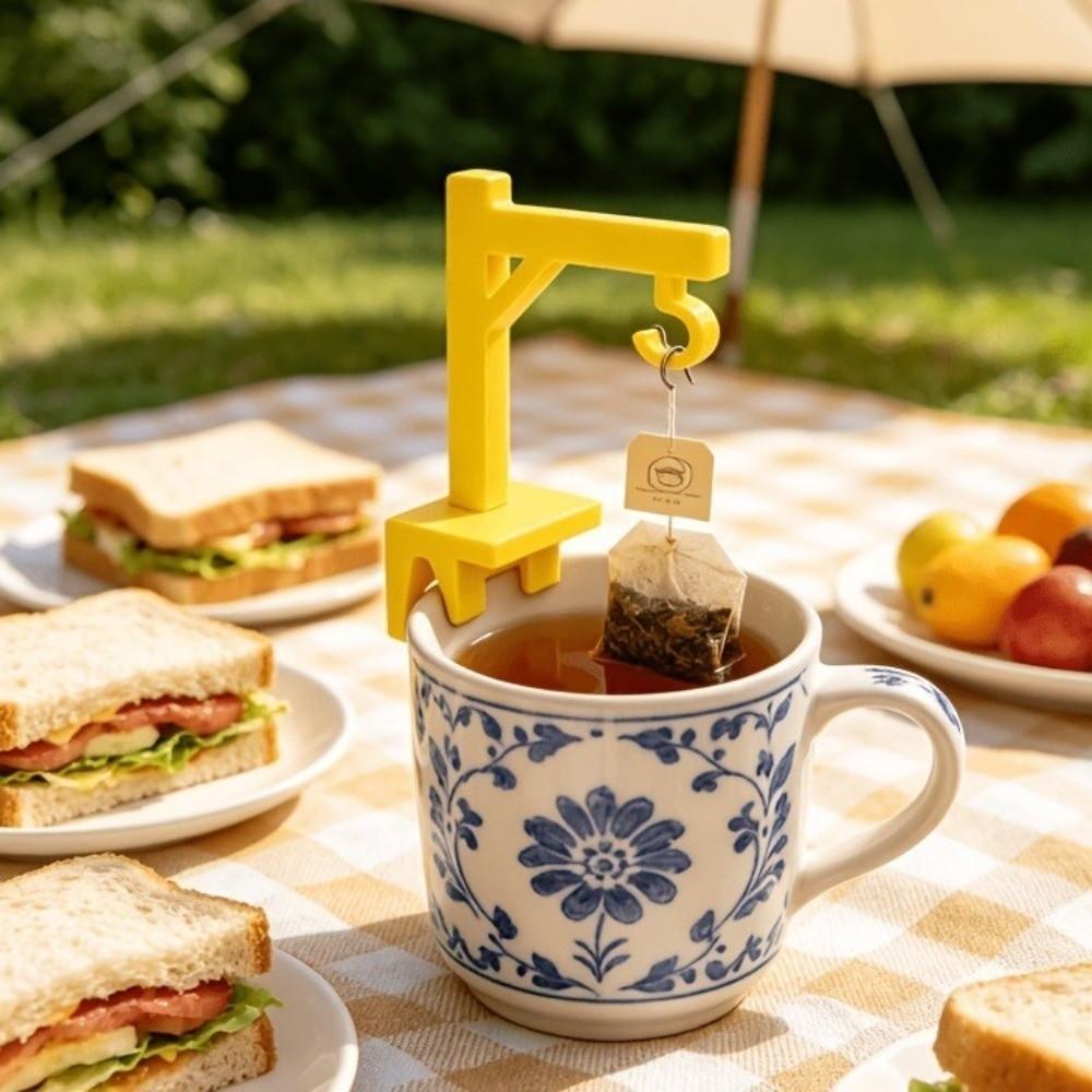 8PCS Plastic Tower Crane Tea Bag Holder Funny Tea Bag Hook Novelty Tea Bag Fixing Clip  Office
