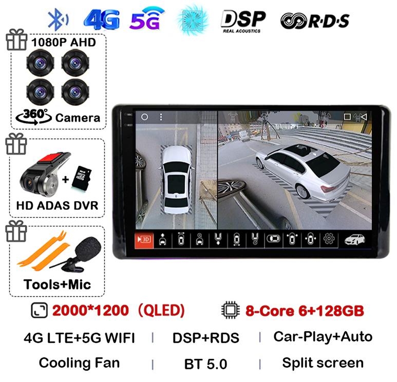 Android 14 CarPlay Auto WIFI+4G Car Radio For Toyota Raize 2020 2021 2022 Multimedia Video Player Stereo DSP GPS 360 Camera QLED