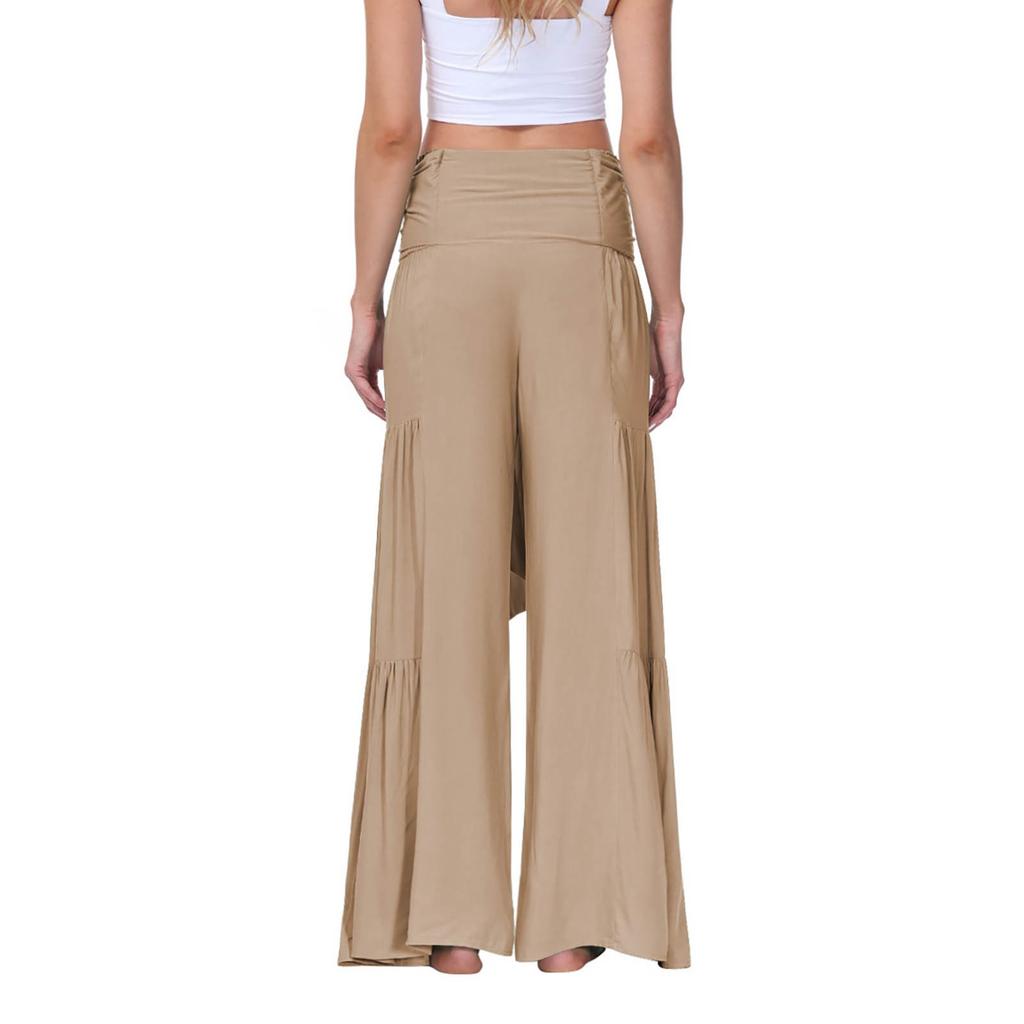 Damen Freizeitmode Alles- Tägliche Falten- Weiter Bein- Monochrom Hosen
