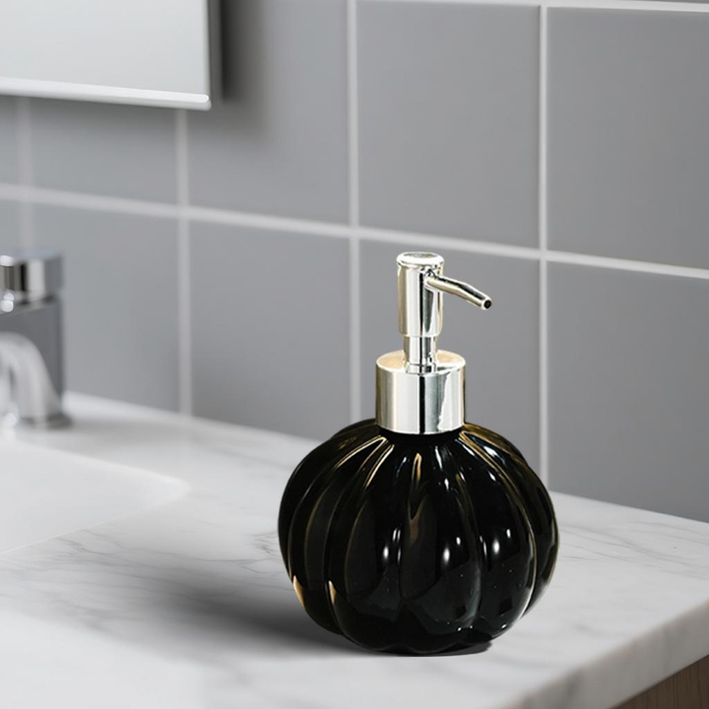 Elegant Ceramic Soap Dispenser Pump Bottle with Stylish Ribbed Pattern for Bathroom and Kitchen Countertop Decoration