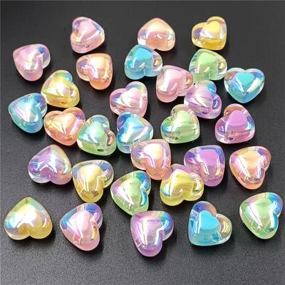 10 stücke UV Überzogene Farbe Liebe Herz Transparent Core Perlen Mode Anhänger Handgemachte Accessoires DIY Haarnadel Halskette Armband Material