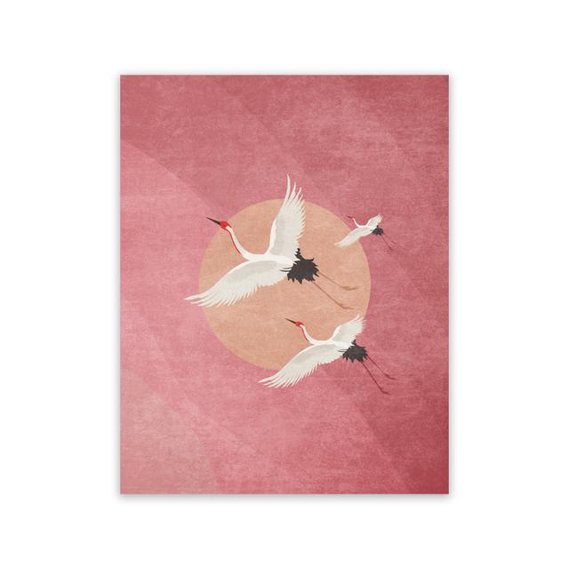 Retro Chinese Style Gold Flying Crane Abstract Sun Animal Canvas Painting Birds Posters Prints Wall Painting for the Living Room