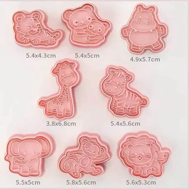 Biscuit Pastry Baking Molds 8pcs Dinosaur Animal Cookie Cutters Stamp Embosser Bakeware Kitchen Baking Supplies Home Accessory