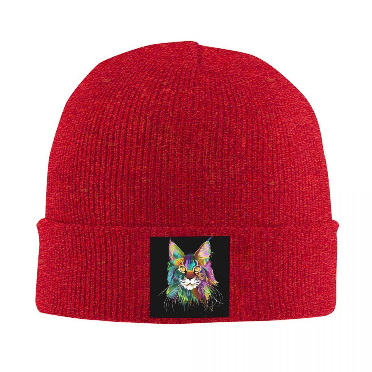 

New Splash Maine Coon Cat Warm Knitted Cap Fashion Bonnet Hat Autumn Winter Outdoor Beanies Hats For Unisex Women Adult