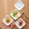 Jieyajie Ceramic Plates, Household White Porcelain Dishes, 8.5-Inch Chinese Square Deep Plates, Soup Plates, Microwave-Safe, Set of 4