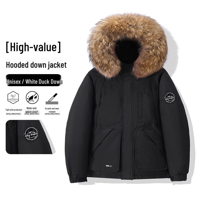 Trendige Winter-Daunenjacke mit Pelzkapuze - Verdickter Skianzug für Damen & Herren