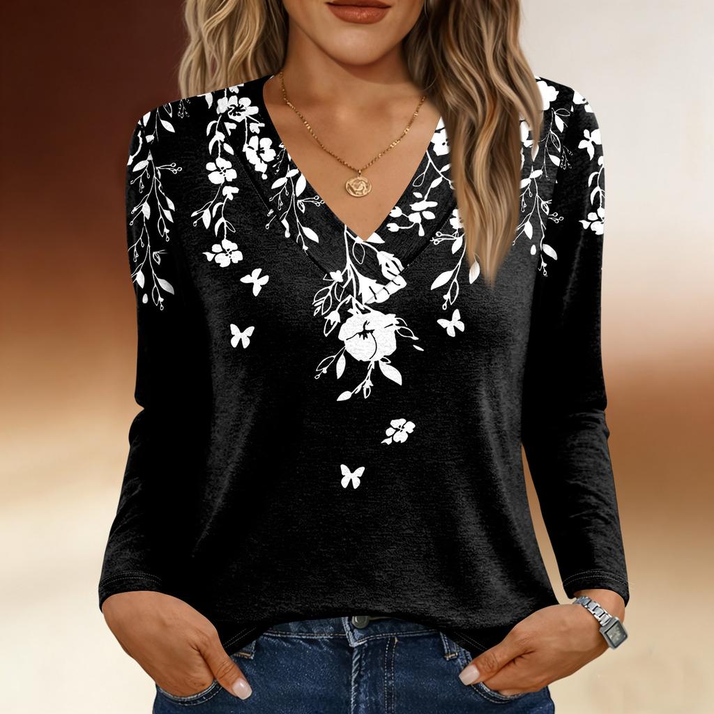 Langarmshirts für Damen, niedlicher Aufdruck, Grafik-T-Shirts, Blusen, lässig, Übergröße, Basic-Tops, Pullover