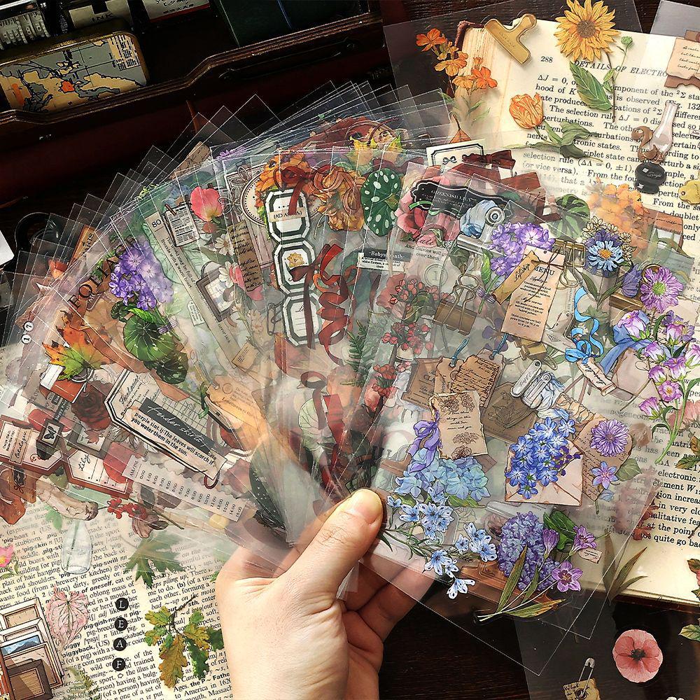 Infeel.Me Retro Plants & Flowers Die-cut PET Sticker Book for Journals