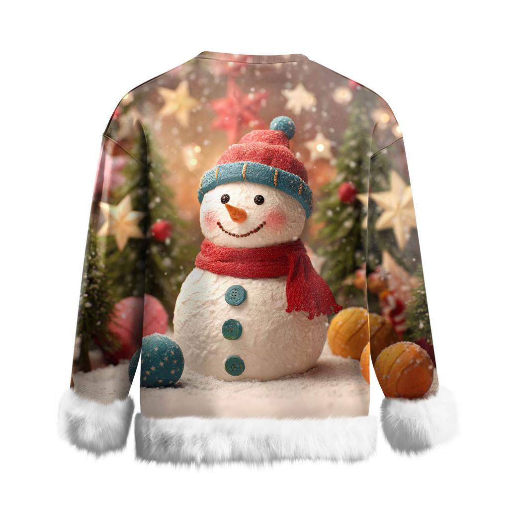 Dámská ležérní mikina s dlouhým rukávem a vánočním potiskem sněhuláka