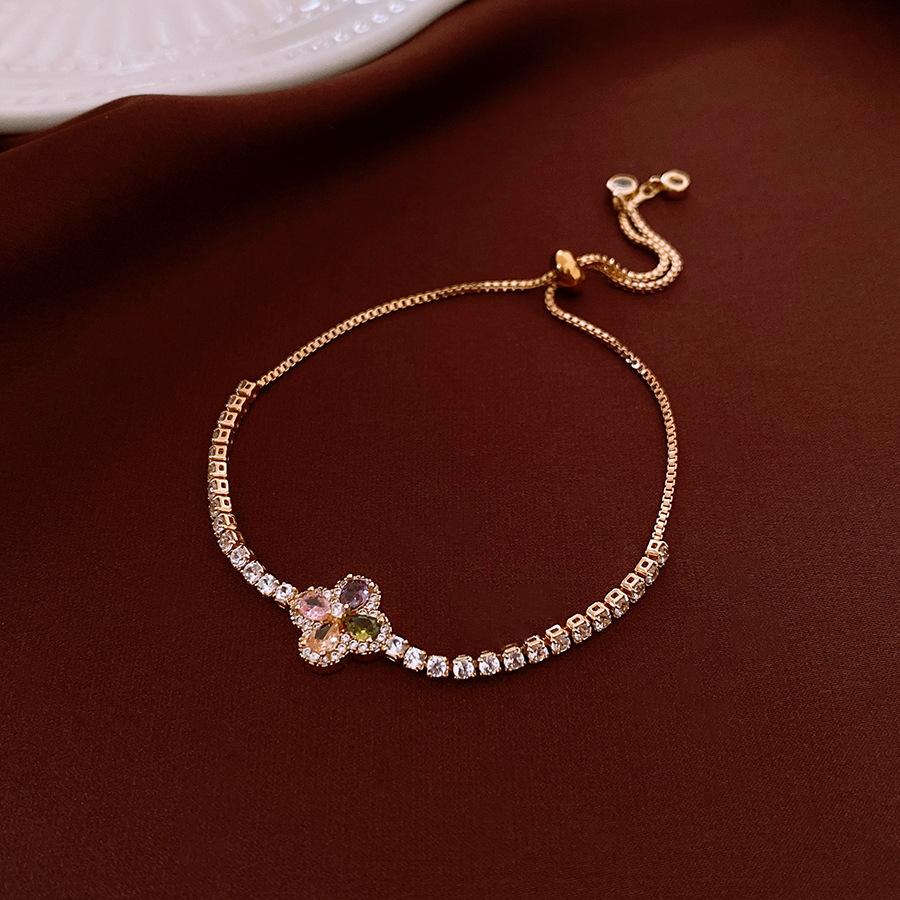 Zircon Flower Simple Niche Bracelet Light Luxury High Sense Fashion Versatile Bracelet Temperament Personalized Jewelry Women
