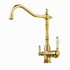 Antique Gold All-Copper 3-in-1 Kitchen Faucet: Hot/Cold Water for Sink & Vegetable Wash Basin, Splash-Proof Design