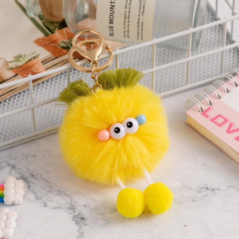 1pcs Cute Fluffy Fur Pompom Keychain Soft Plush Ball Key Chain Car Key Ring Women Charm Bag Small Briquettes Pendant Sensory