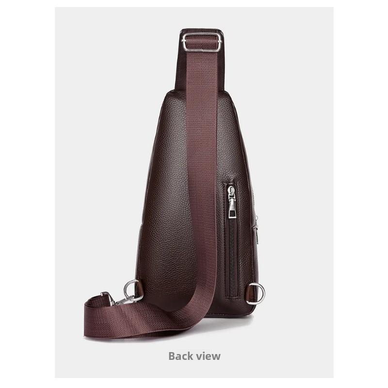 Men's PU Leather Chest Bag - Large Capacity Crossbody Sling Bag,Shoulder Bag, Adjustable Shoulder Strap for Travel & Outdoor Use