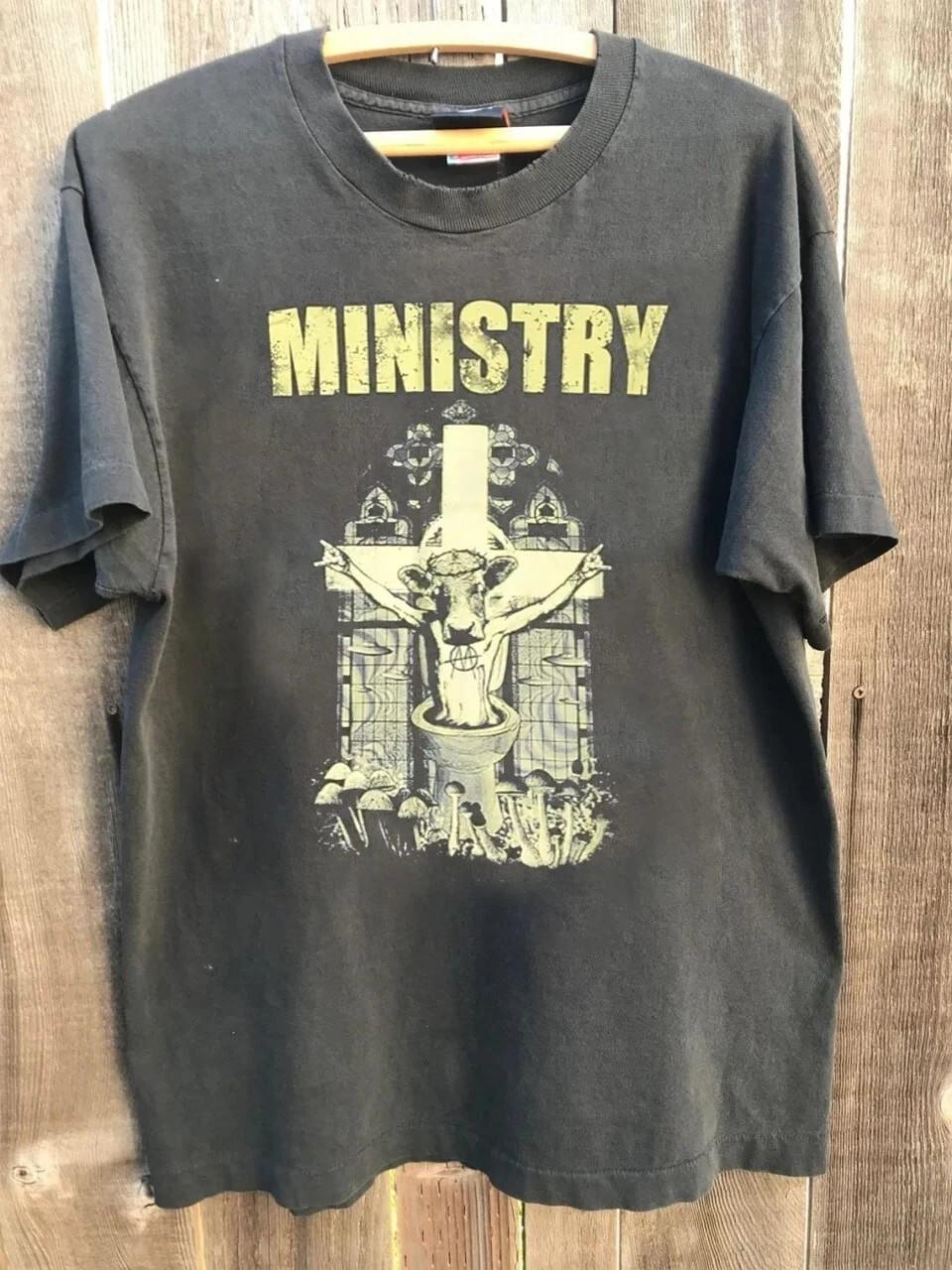 Ministry Holy Cow Band 90s Retro T shirt Charcoal tee classic style S