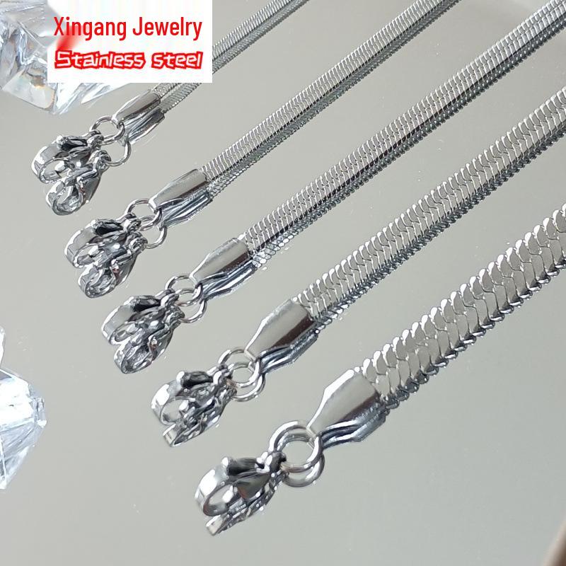 Stainless Steel Chain Fashion Hip Hop Women's Titanium Flat Necklace