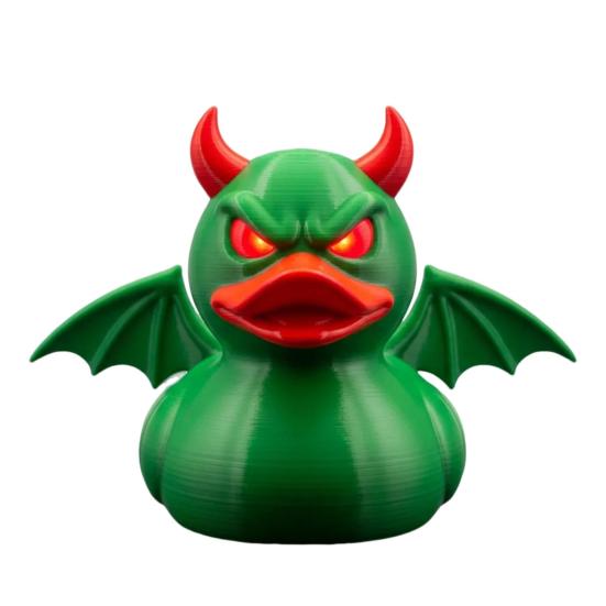 Demon Duck Figurine 3D Printed Devil Duck with Red Horns Bat Wings Halloween Gothic Collectible Statue Desktop Home Decor for Teens Adults