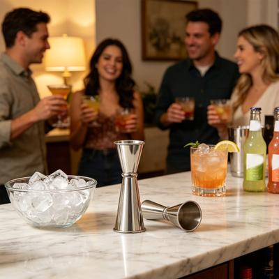 Stainless Steel Cocktail Jigger Double Measuring Cup with Measurements Inside for Bartenders Home Use Professional Bar Tool for Accurate Pouring