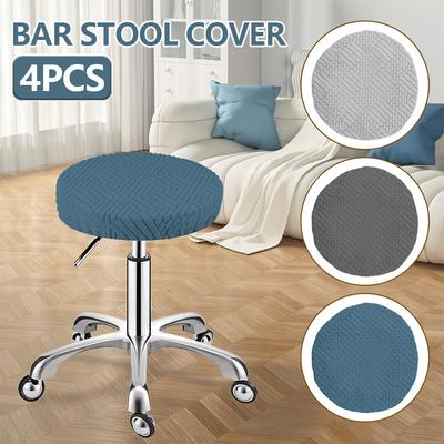 4Pcs Elastic Bar Stool Cover Polyester Round Seat Cover Breathable Single Chair Protective Cover for Home Cafe Office Restaurant
