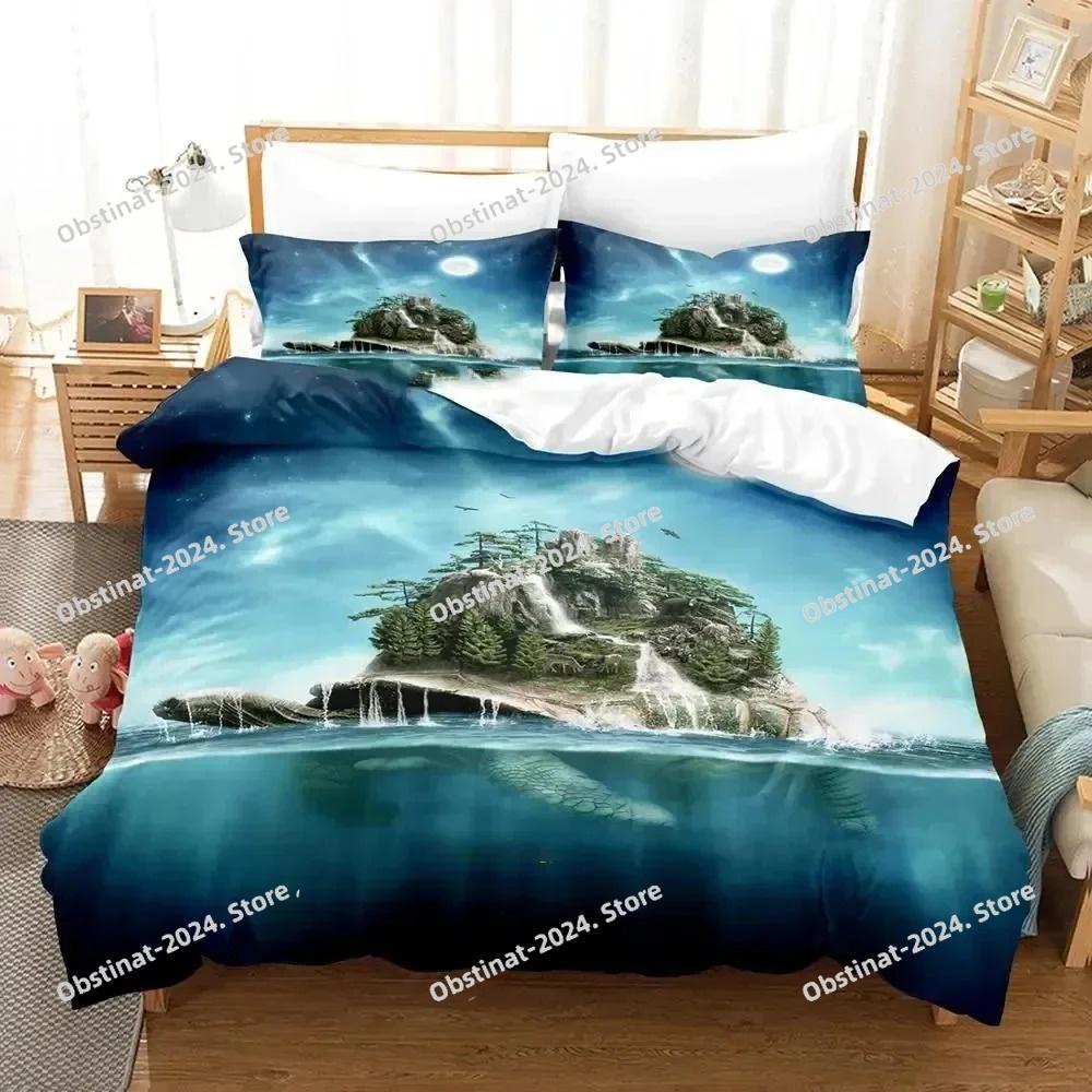 3D Print World Turtles Turtle Island Bedding Set Duvet Cover Bed Set Quilt Cover Pillowcase Comforter king Queen Size Boys Adult