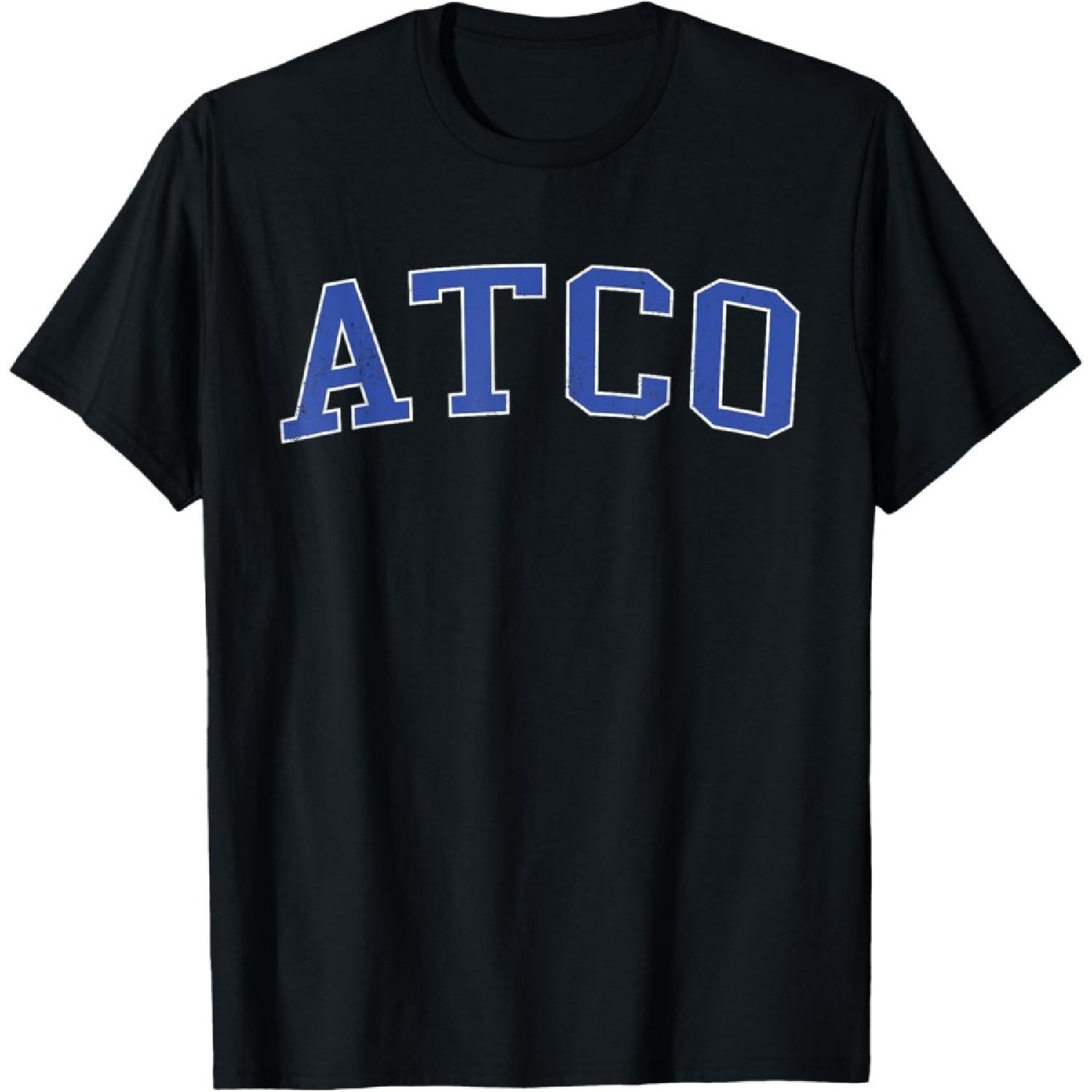 

Vintage Atco NJ Distressed Blue Varsity Style T-Shirt XXXXXL чорний