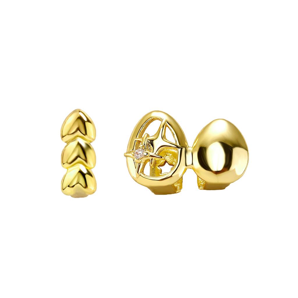 High-Quality Gold-Plated Dental Braces Micro-Inlaid Zircon Small Tiger Teeth Left-Right Symmetrical Sharp Teeth Set TEMU Hot Sale