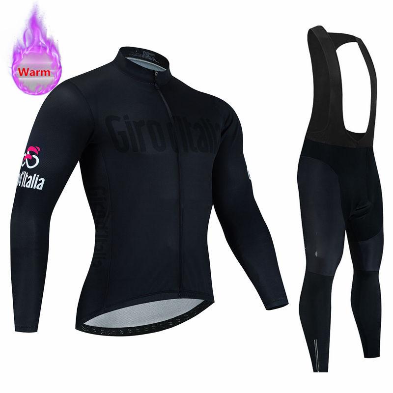 Italia Winter Thermal Fleece Long Sleeve Cycling Jersey Set Bib Pants Ropa Ciclismo Bicycle Clothing MTB Bike Mens Pro Team Suit