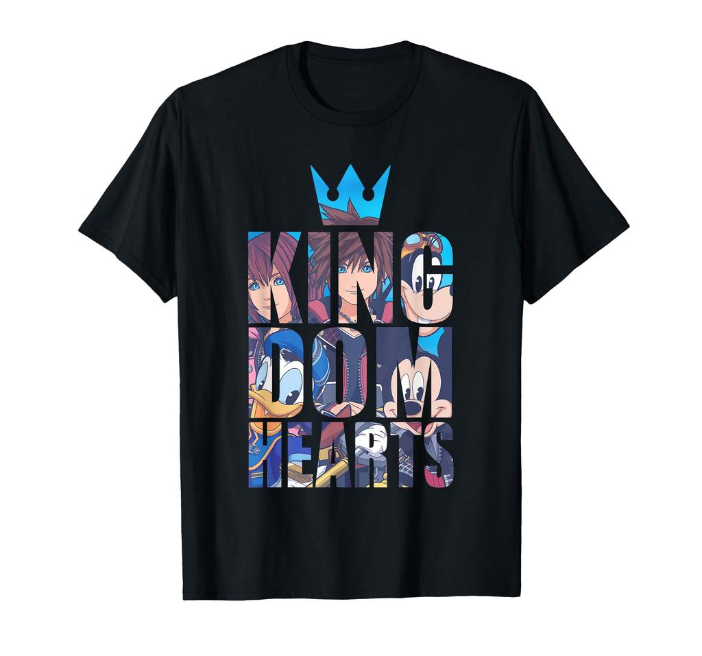 Disney Kingdom Hearts Main Characters Text Chest Logo T-Shirt