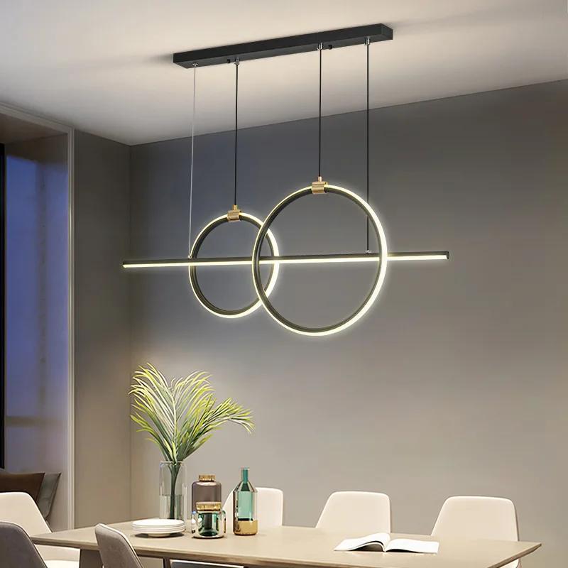 Modern restaurant chandelier iron art long strip chandelier Nordic creative luxury living room home decoration Lamps for room