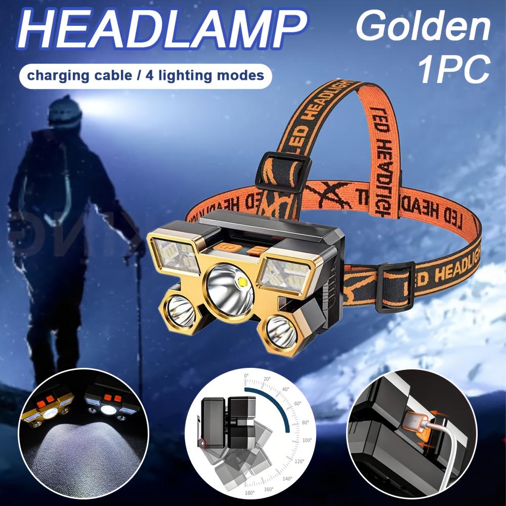 Portable Lightweight Headlight with USB Charging, Hands-free Brightness, and 4 Lighting Modes for Home, Emergency, and Work Use Durable Headlight