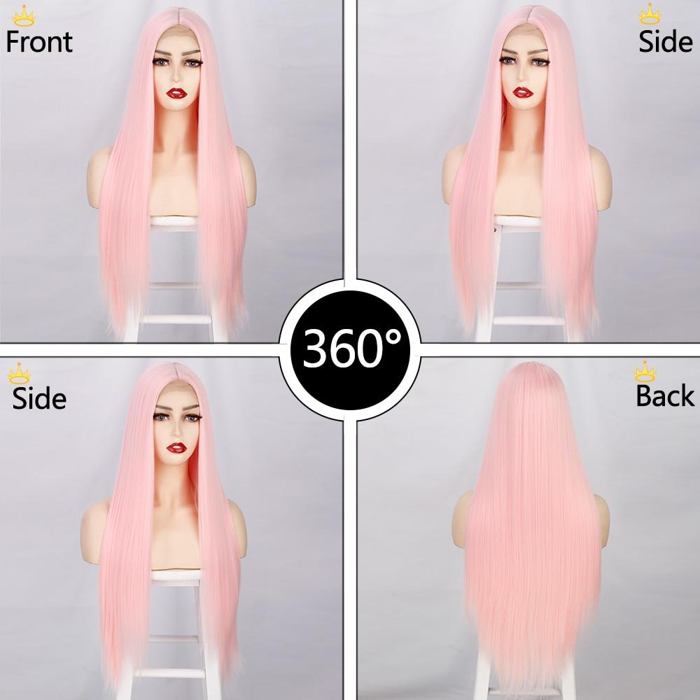 Pelucas Sintéticas Largas Lisas Rosadas Peluca Cosplay para Mujeres Rubio Negro Rojo Naranja Raya Media Pelucas para Mujeres
