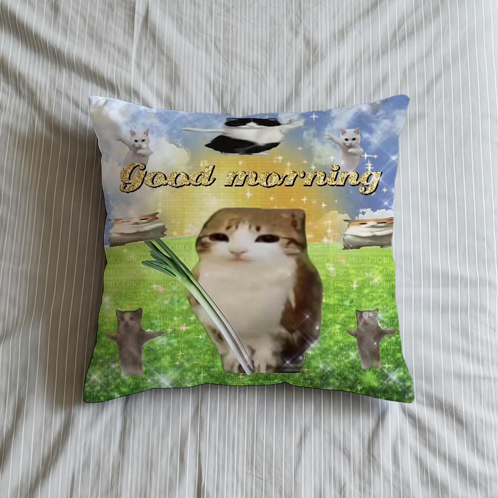 Cushion Cover Morning Soft Case For Sofa Living Room Home Little Good Comfortable Office Cat Cute Decor Protective Pillow Covers