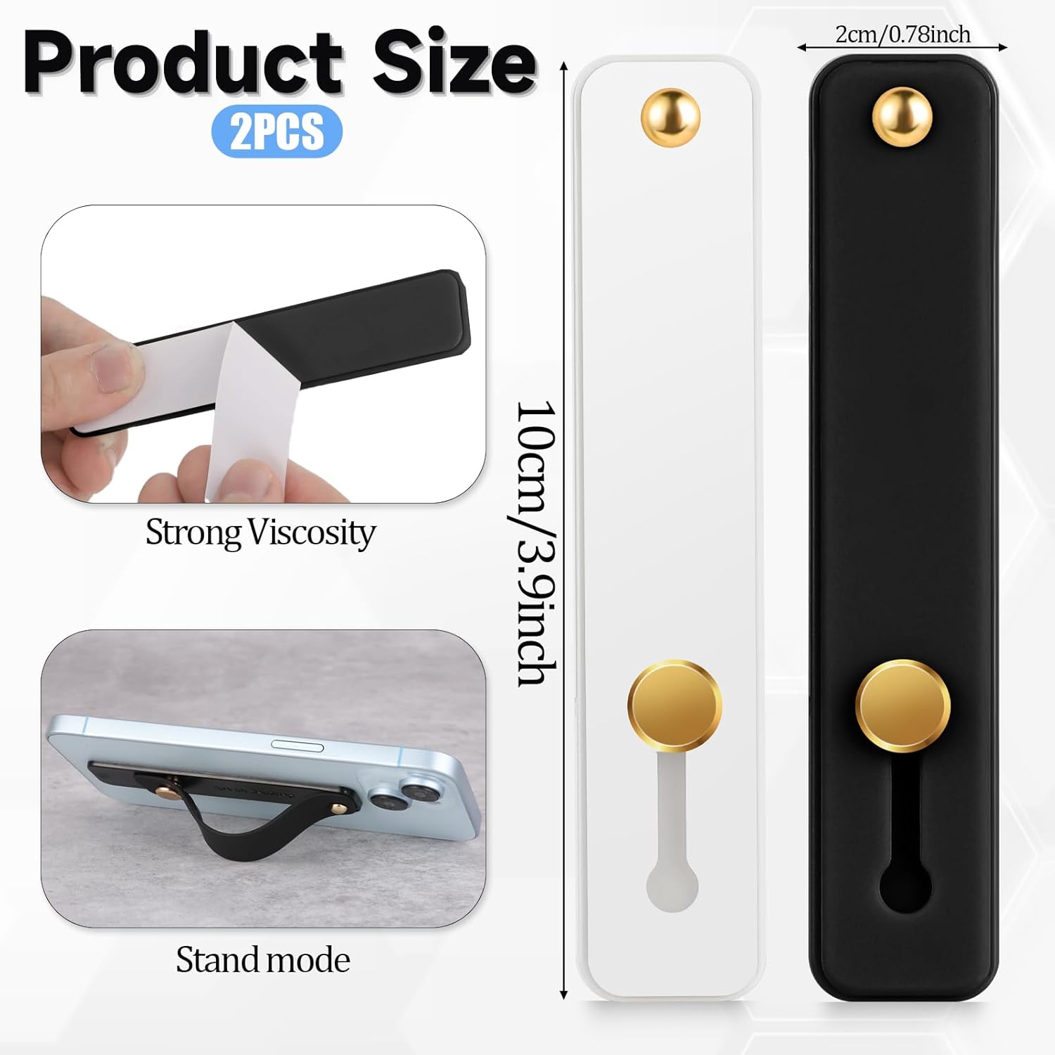2 Pcs Universal Phone Loop Finger Holder Strap Portable Grip for Case Hand Grips for Back of Phone Suitable for Most Mobile Phones