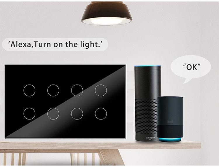 Zigbee 8-Way Smart Touch Panel Switch for Hotel Room Lights - Alexa Compatible Remote Wireless Control