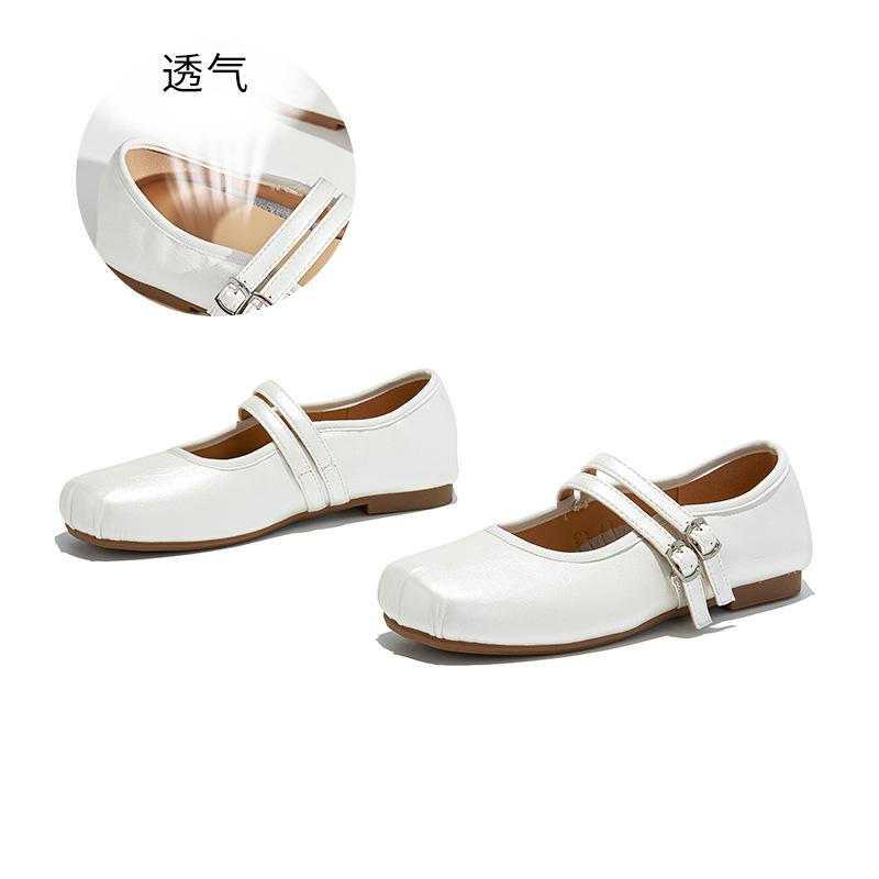 Square Head Leather Mary Jane Shoes Women's New Autumn Temperament Fairy Silver Single Shoes High-end Women's Shoes
