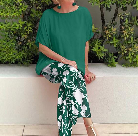 Women's Summer Fashion: Loose Printed Pants & Casual Top Two-piece Set