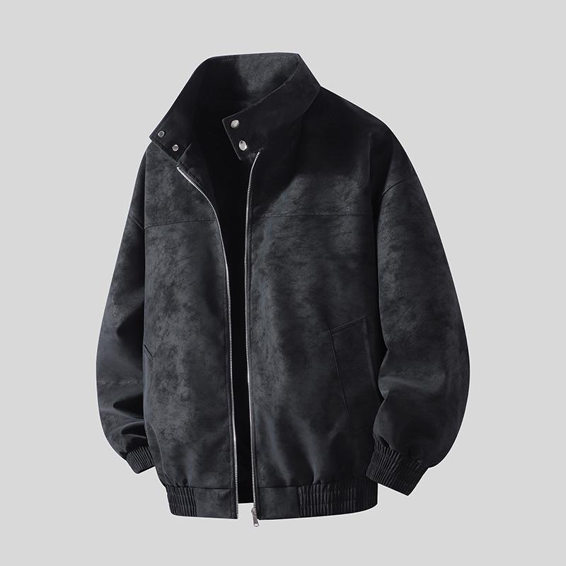 

Lulu Men s Leather Jacket 2025 - Loose Fit Stand Collar, Casual & Trendy Autumn/Winter Motorcycle Outerwear XL чорний