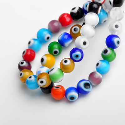 50pcs Round 6mm Evil Eye Patterns Millefiori Glass Loose Crafts Beads Lot For DIY Jewelry Making Accessories Findings