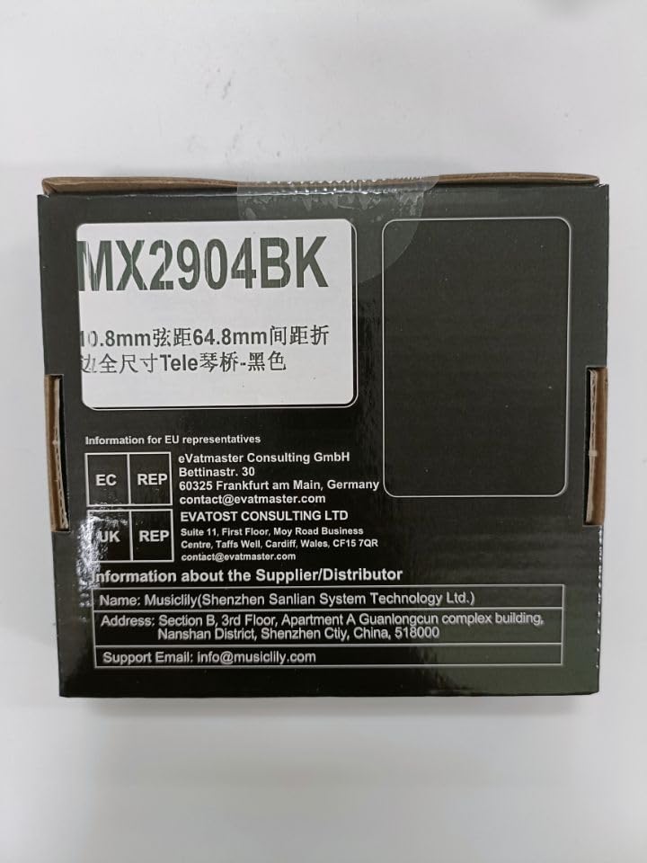 Musiclily Ultra 10.8mm Telecaster Bridge, 3-Way, Brass Saddles, Aluminum Plates, for Vintage TL Electric Guitars, Black