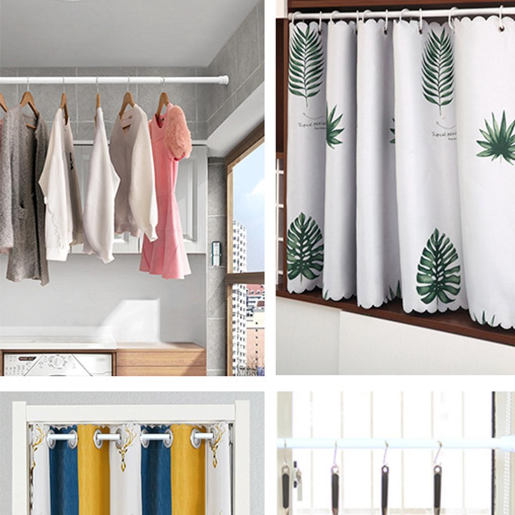 70-120cm Adjustable Metal Curtain Rod Lightweight Adjustable Curtain Telescopic Pole for Home Bathroom Bar Shower