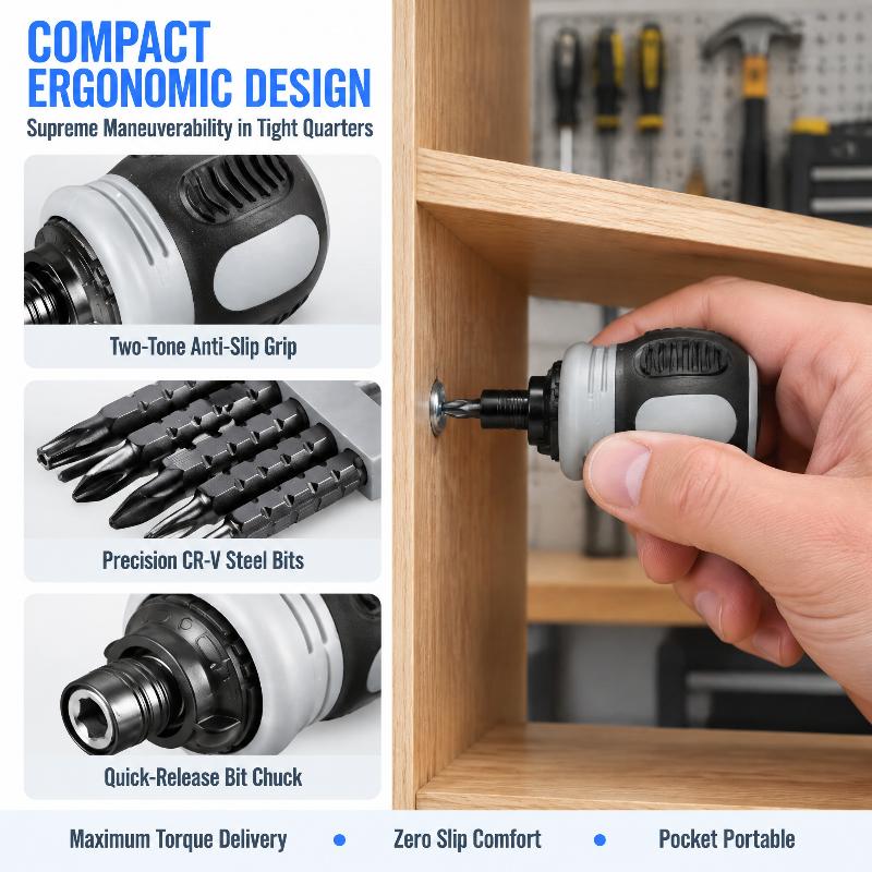 1 Set Telescopic Ratchet Screwdriver Magnetic Adjustable Shank Labor Saving Hand Tool For Narrow Space Home Equipment Repair