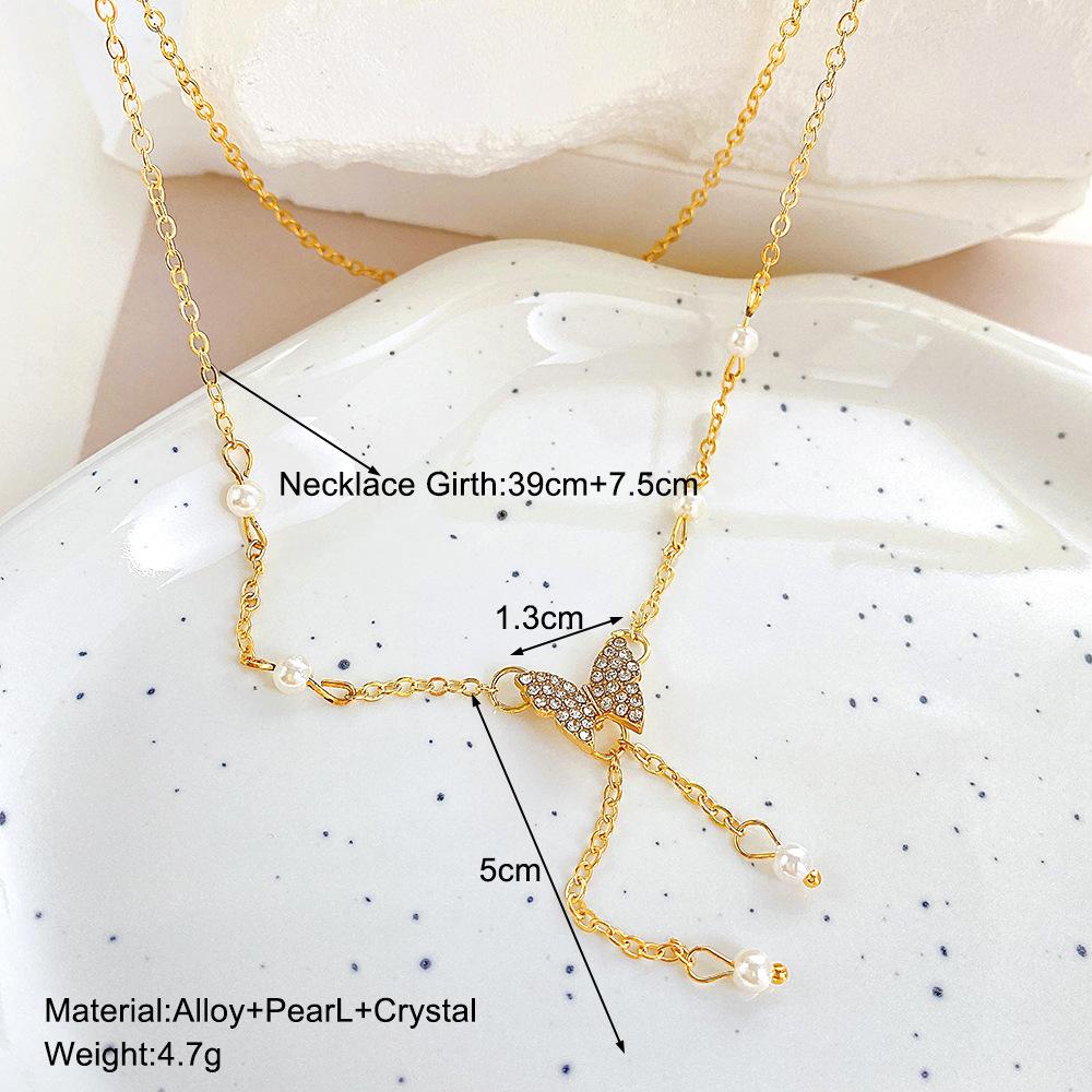 Nouveau collier créatif ins niche design simple sens léger luxe papillon perle collier clavicule chaîne