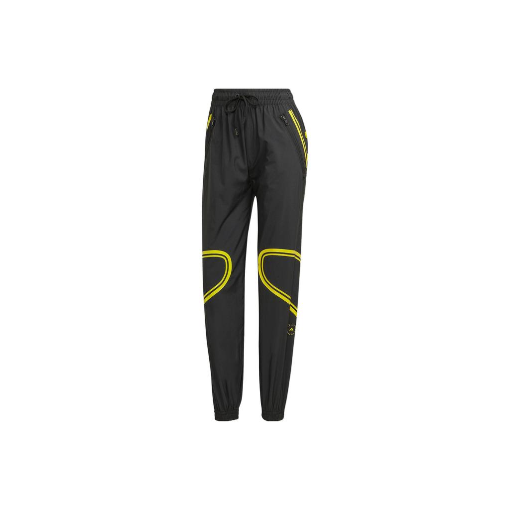 Adidas X Stella McCartney Contrast Color Line Print Drawstring Cuffed Casual Retro Sports Pants Knitted Women Pants Black HG2008