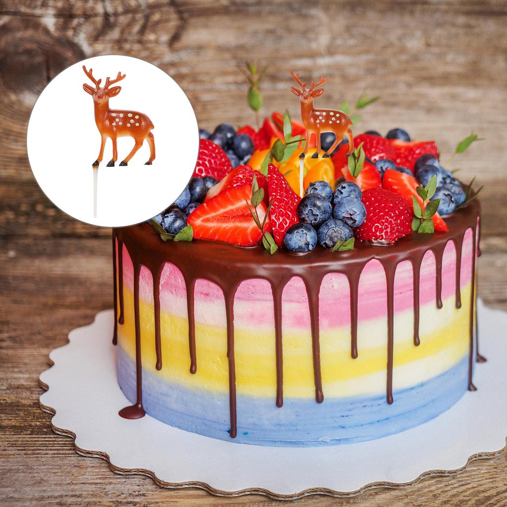 10pcs 3D Deer Shape Christmas Cake Toppers Glitter Cupcake Picks Reusable Dessert Decorations For Holiday Party Fruit Picks Cake