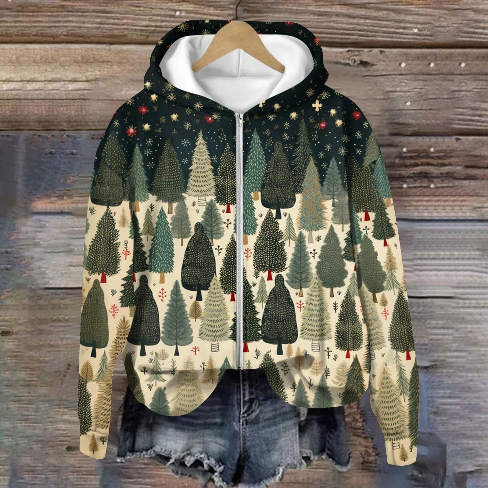 

Куртки для женщин Пальто с длинным рукавом на молнии с принтом Верхняя одежда Повседневные куртки S зелёный