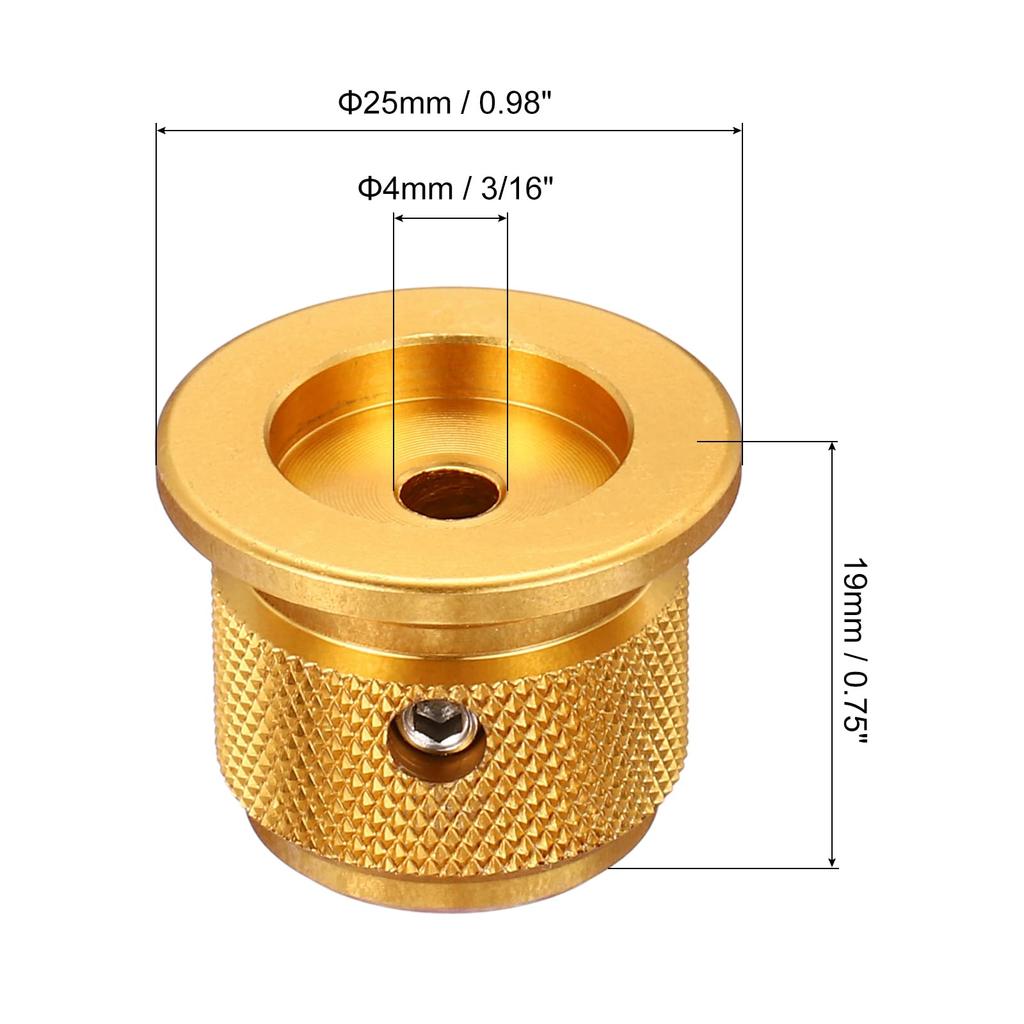 Uxcell Aluminium-Potentiometer-Set von 4 mm Innendurchmesser Universelle Regelknöpfe für Gitarre und 25 mm Außendurchmesser Goldfarbene Knöpfe, 2 Stück, Durchmesser, Lautstärke/Ton Bass,