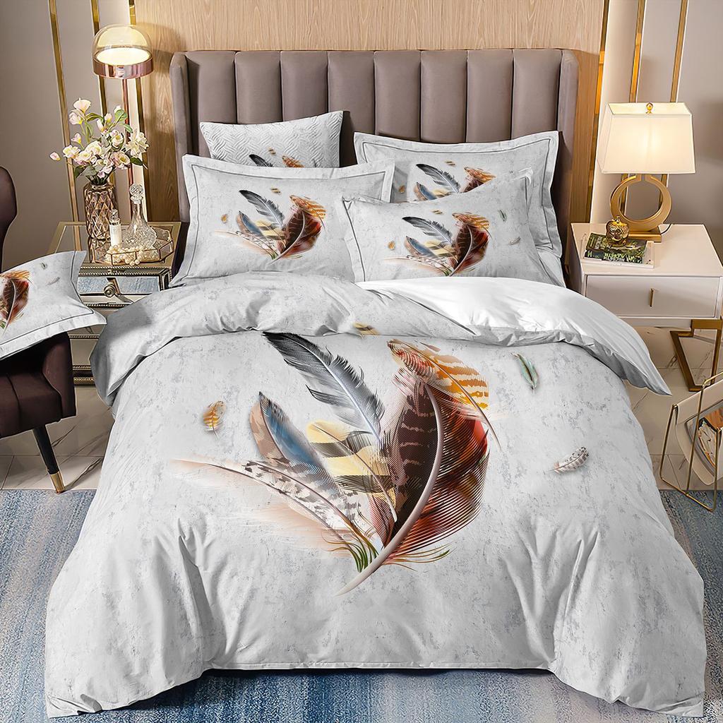 Cartoon Animation Bedding 3D Digital Printing Animal Plaid Unicorn Quilt Cover Three-Piece Set