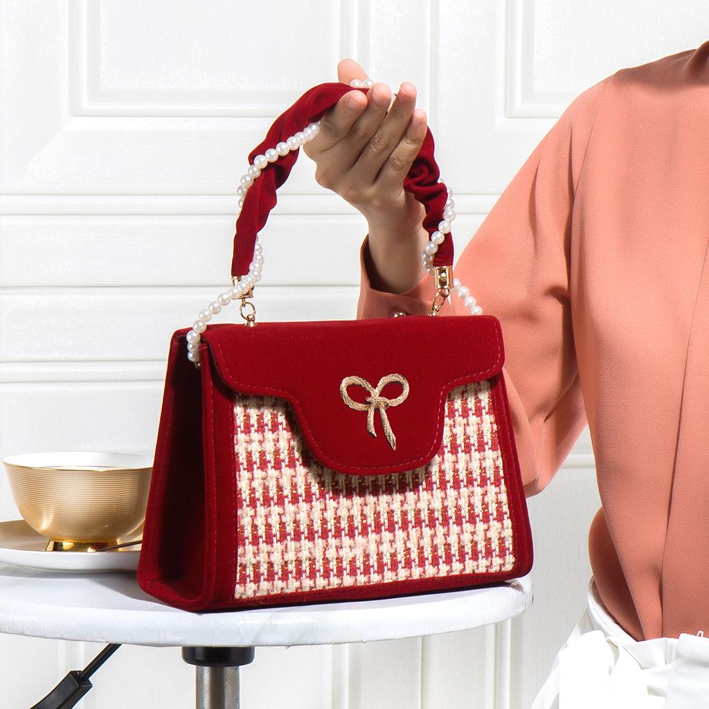 Ladies Bag Summer Red Wedding Bag Capacity Hand Messenger Bag Bride Women'S Bag Small Bag