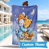 Custom Name Nightly Tiger Hugs Pooh Beach Towel Microfiber Beach Towel, Lightweight and Quick-Dry, for Summer Travel, Swimming Pool Gift